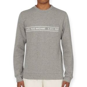 A.P.C. Rue Madame Men's Crew Neck Sweatshirt Silkscreen Spellout Small